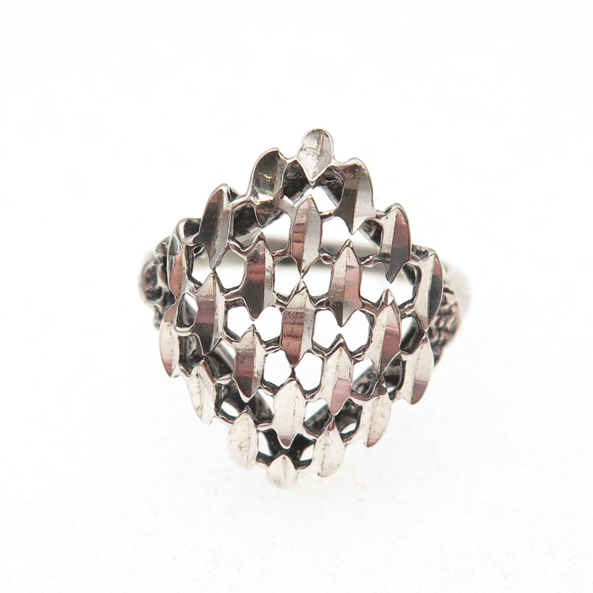 Lisa Lee Creations 925 Sterling Silver Vintage Modernist Petal Ring Size 6