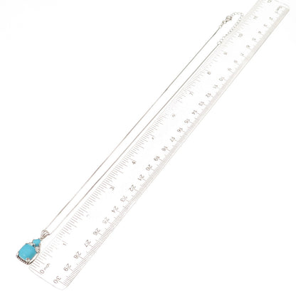 925 Sterling Silver Real Sleeping Beauty Turquoise Box Chain Necklace 18-20"