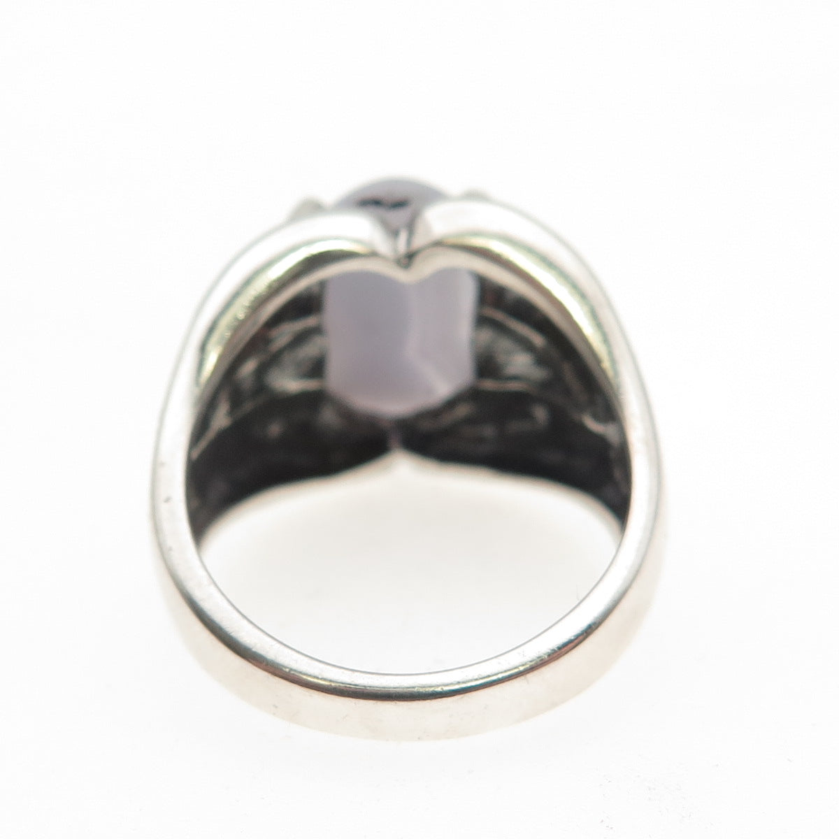 KABANA 925 Sterling Silver Vintage Real Lace Agate Modernist Ring Size 7