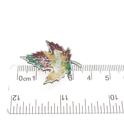 925 Sterling Silver Vintage Enamel Canada Maple Leaf Pin Brooch