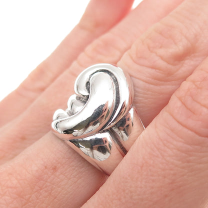 925 Sterling Silver Vintage Modernist Oxidized Ring Size 8
