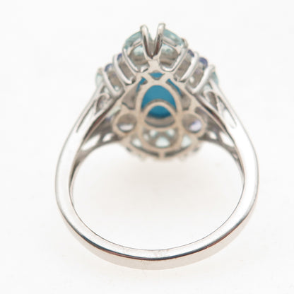 Chuck Clemency 925 Sterling Real Turquoise Tanzanite & Aquamarine Ring Size 8.25