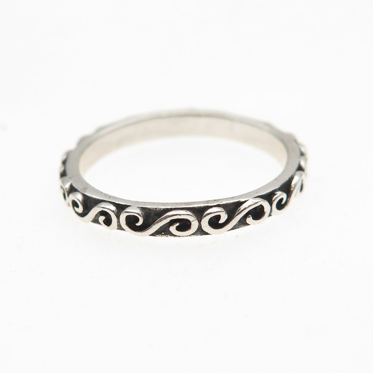 925 Sterling Silver Vintage Swirl Oxidized Band Ring Size 5.5