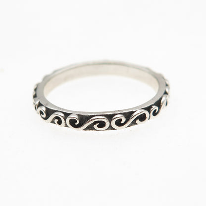 925 Sterling Silver Vintage Swirl Oxidized Band Ring Size 5.5
