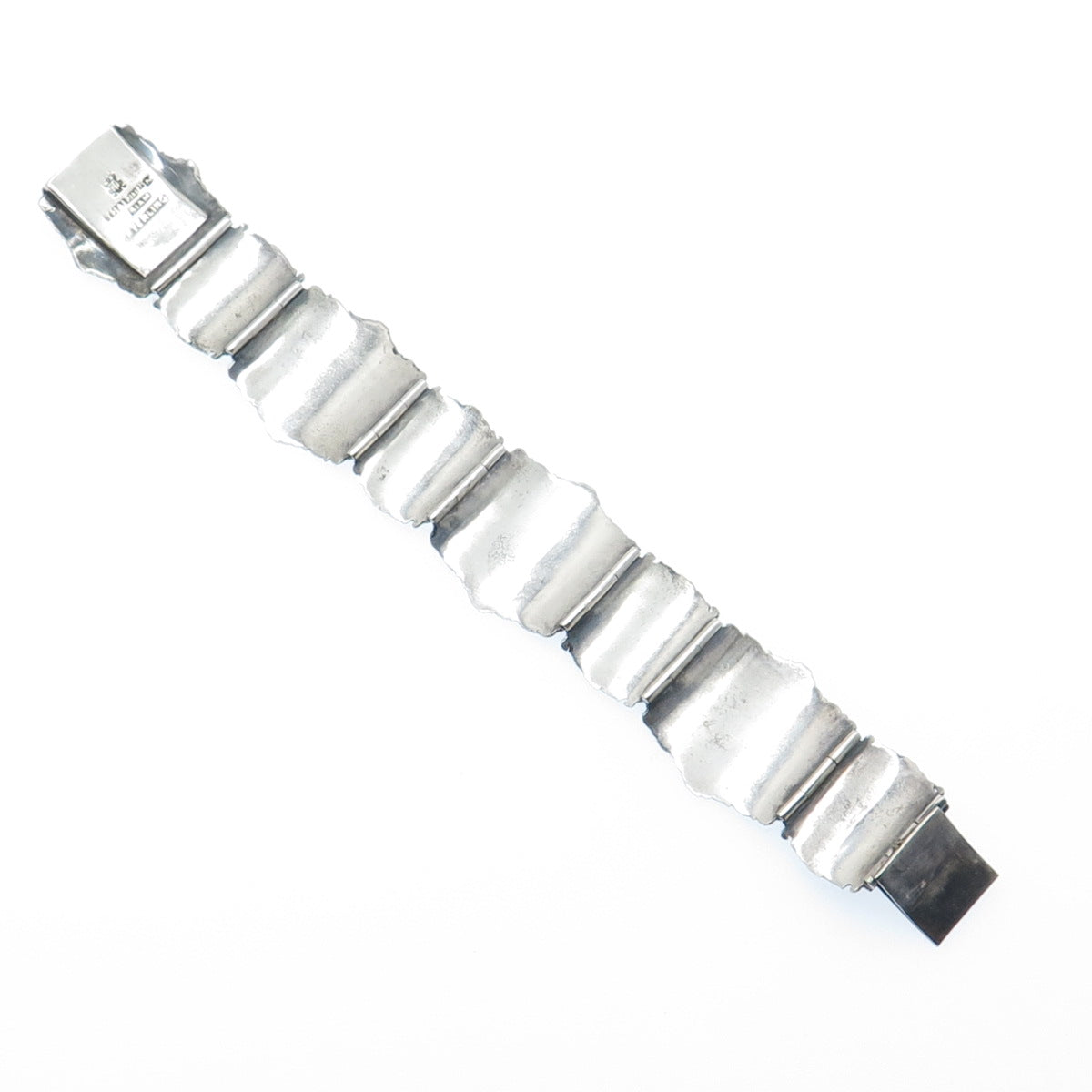 THAI NAKON 925 Sterling Silver Antique Siam Niello Hindu Oxidized Bracelet 7"