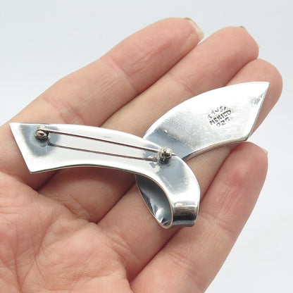 925 Sterling Silver Vintage Mexico Ribbon Pin Brooch