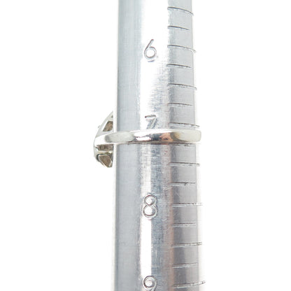 925 Sterling Silver Vintage Heart-Cut C Z Modernist Ring Size 7.25