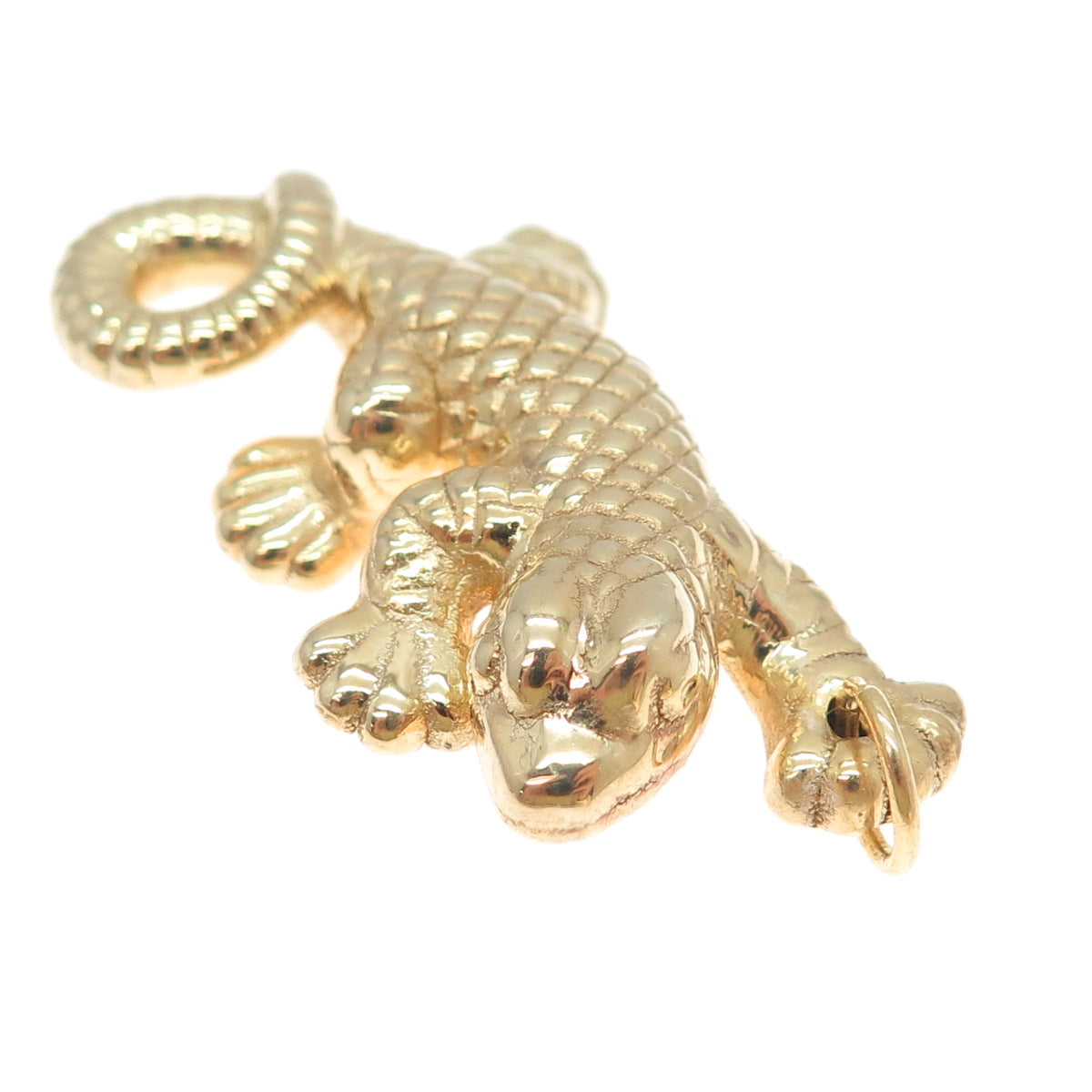 ITAOR 925 Sterling Silver Gold Plated Vintage Italy Lizard 3D Charm Pendant