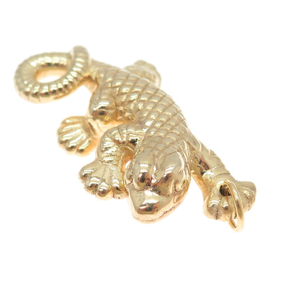 ITAOR 925 Sterling Silver Gold Plated Vintage Italy Lizard 3D Charm Pendant