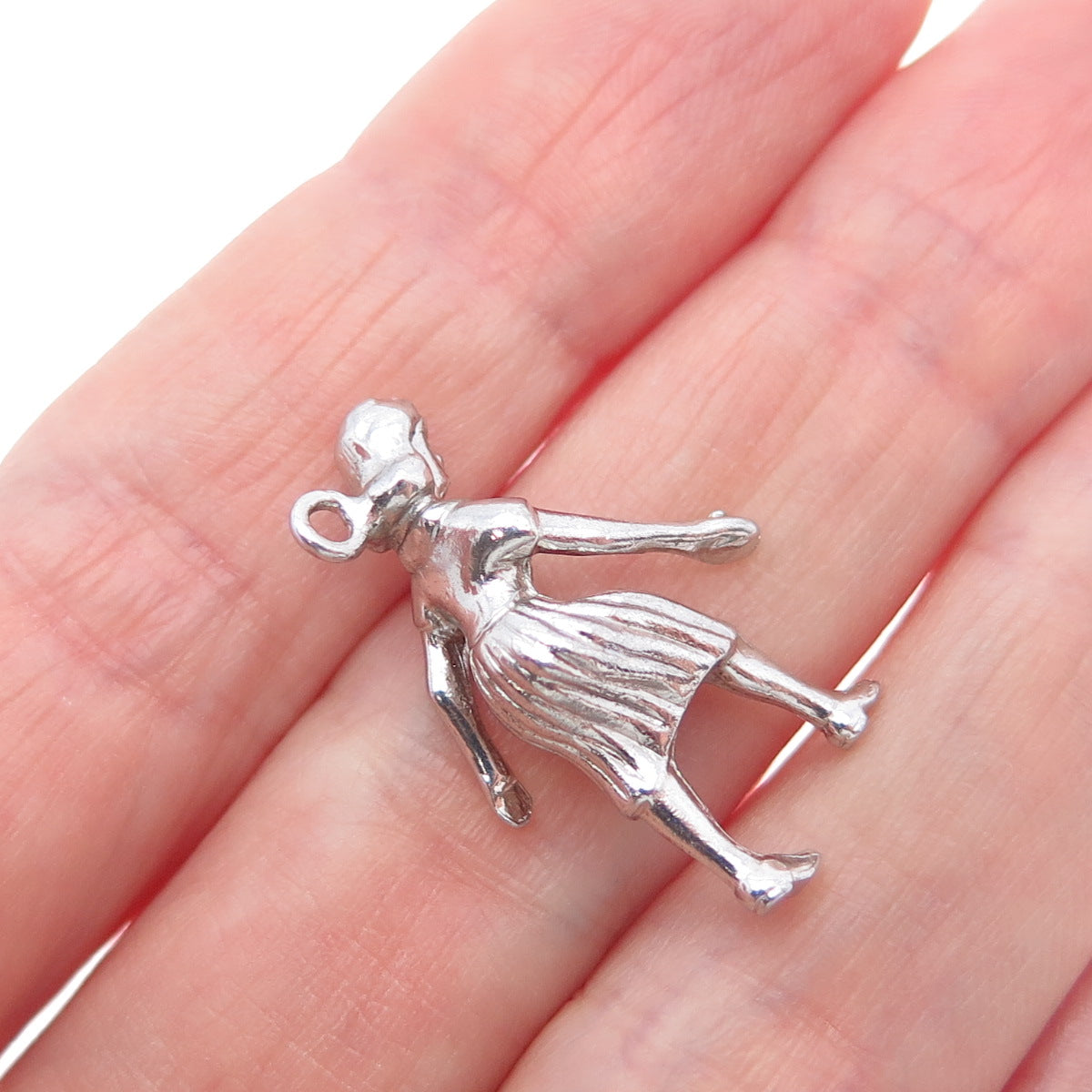 925 Sterling Silver Vintage Female Bowler Mini 3D Charm Pendant