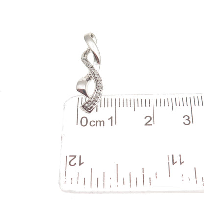Jane Seymour 925 Sterling Silver Real Round-Cut Diamond Twisted Charm Pendant