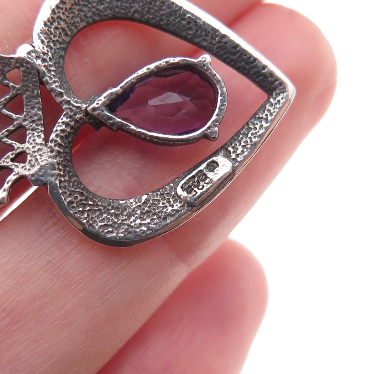 925 Sterling Silver Vintage Real Amethyst Scottish Luckenbooth Charm Pendant
