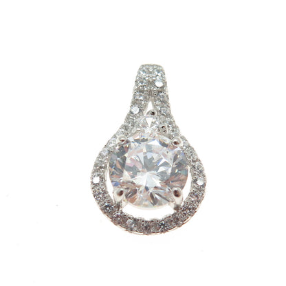 925 Sterling Silver Round-Cut C Z Minimalist Pendant