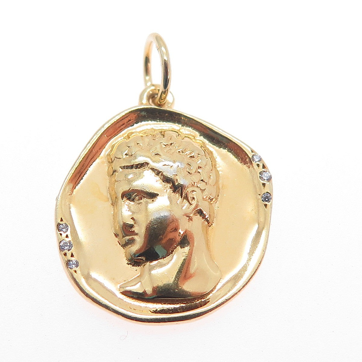 Hermina Athens 925 Sterling Silver Gold Plated C Z Hermis Charm Pendant