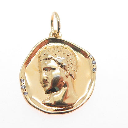 Hermina Athens 925 Sterling Silver Gold Plated C Z Hermis Charm Pendant