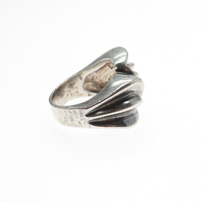 925 Sterling Silver Vintage Mexico Modernist Oxidized Ring Size 6.25