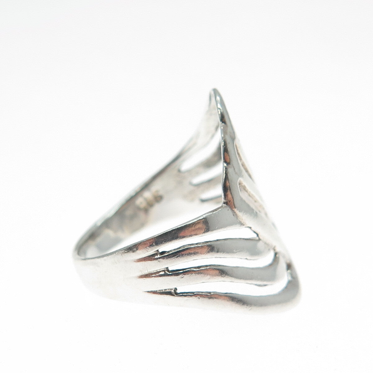 925 Sterling Silver Vintage Modernist Wavy Ring Size 6.25