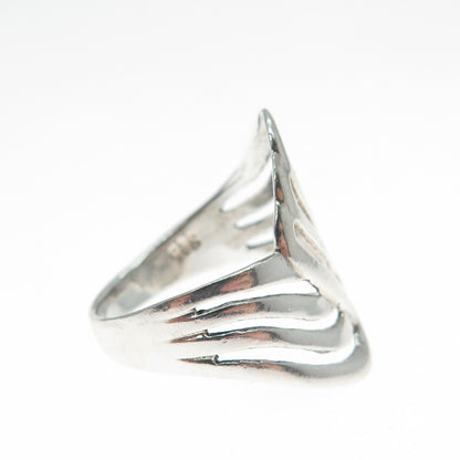 925 Sterling Silver Vintage Modernist Wavy Ring Size 6.25