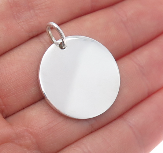 TIFFANY & CO. 925 Sterling Silver Vintage Round Tag Charm Pendant