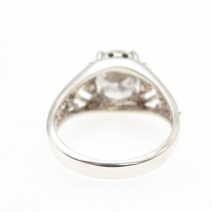 925 Sterling Silver Oval-Cut C Z Heart Promise Ring Size 8
