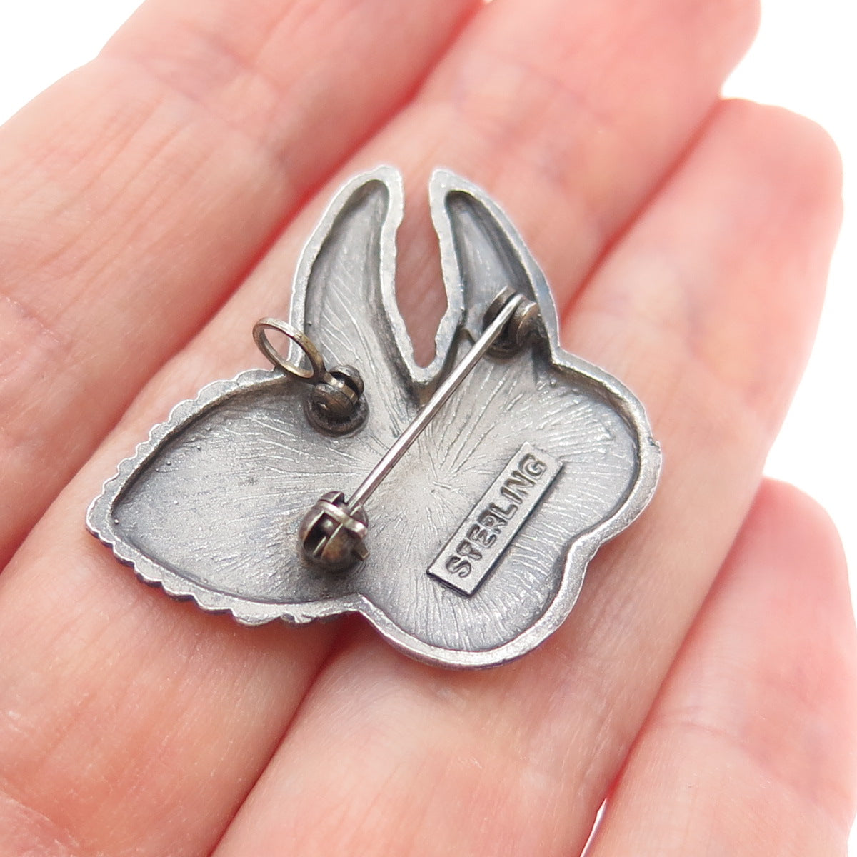 925 Sterling Silver Vintage World Peace Hands Butterfly Pin Brooch / Pendant