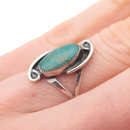 Old Pawn Sterling Silver Vintage Southwestern Kingman Turquoise Ring Size 4.75