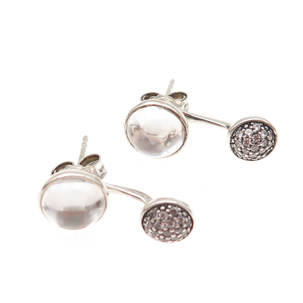 Pandora Sterling Crystal & C Z Dazzling Poetic Droplets Interchangeable Earrings