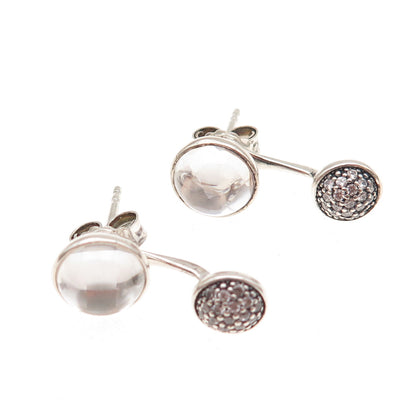 Pandora Sterling Crystal & C Z Dazzling Poetic Droplets Interchangeable Earrings