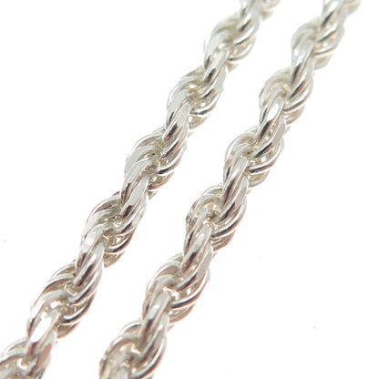 925 Sterling Silver Vintage Italy Twisted Rope Chain Necklace 18"