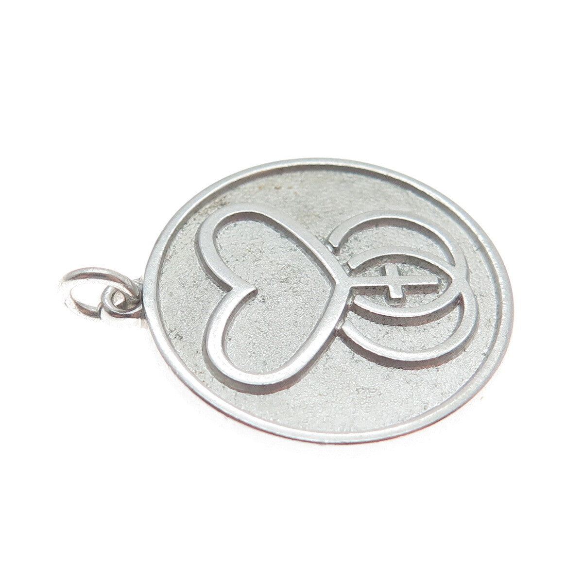DIEGES & CLUST 925 Sterling Silver Vintage Heart & Cross Charm Pendant