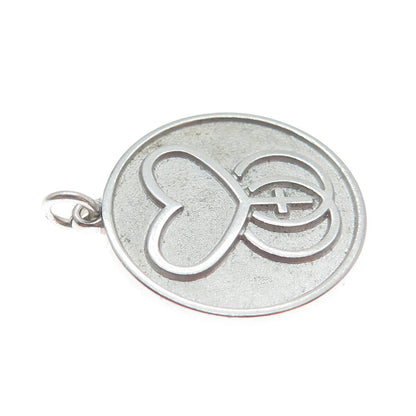 DIEGES & CLUST 925 Sterling Silver Vintage Heart & Cross Charm Pendant