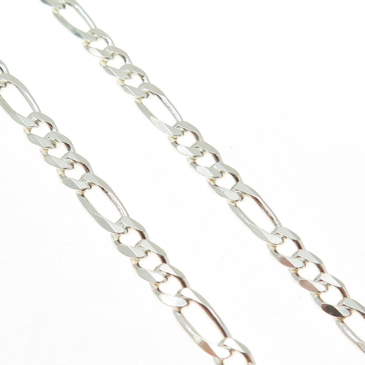 925 Sterling Silver Italy Figaro Chain Necklace 20"