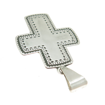 925 Sterling Silver Vintage Mexico Tribal Cross Pendant