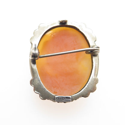 800 Silver Antique Cameo Victorian Lady Pin Brooch / Pendant