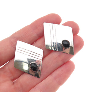 Old Pawn 925 Sterling Silver Vintage Southwestern Black Onyx Tribal Earrings