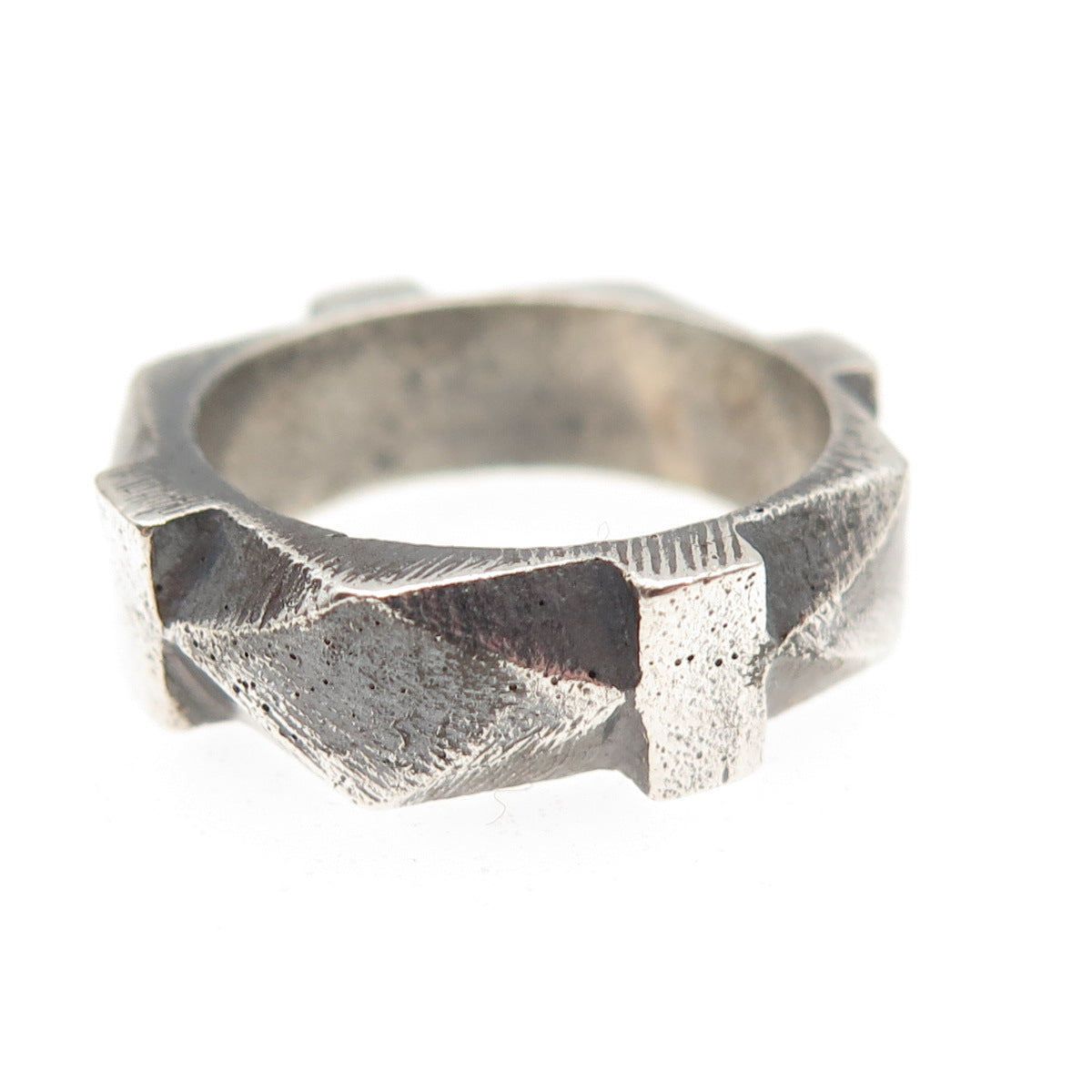 925 Sterling Silver Vintage Modernist Oxidized Band Ring Size 6.25