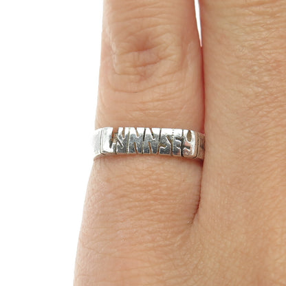 925 Sterling Silver Vintage Mexico "Lynnsey" Name Ring Size 4.5