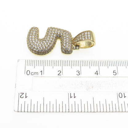 925 Sterling Silver Gold Plated Round-Cut C Z Number 5 Lucky Pendant