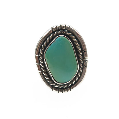 Old Pawn Sterling Vintage Southwestern Lone Mountain Turquoise Ring Size 9.75