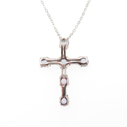 Chuck Clemency 925 Sterling Silver Real Tanzanite White Topaz Cross Necklace 20"