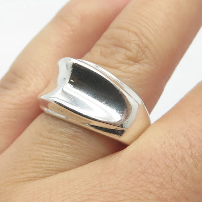 925 Sterling Silver Vintage Mexico Concave Ring Size 7.75