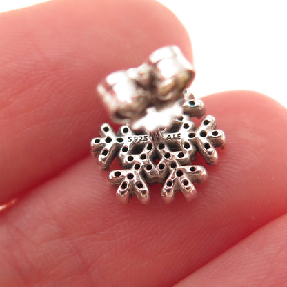 Pandora 925 Sterling Silver Round-Cut C Z Sparkling Snowflake Stud Earrings