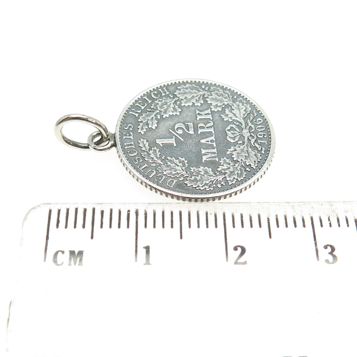 900 Silver Antique 1906 Germany "½ Mark - Wilhelm II" Coin Pendant