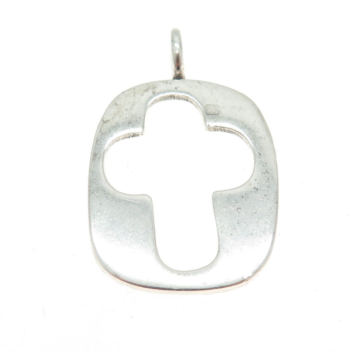 925 Sterling Silver Vintage Modernist Open Cross Pendant