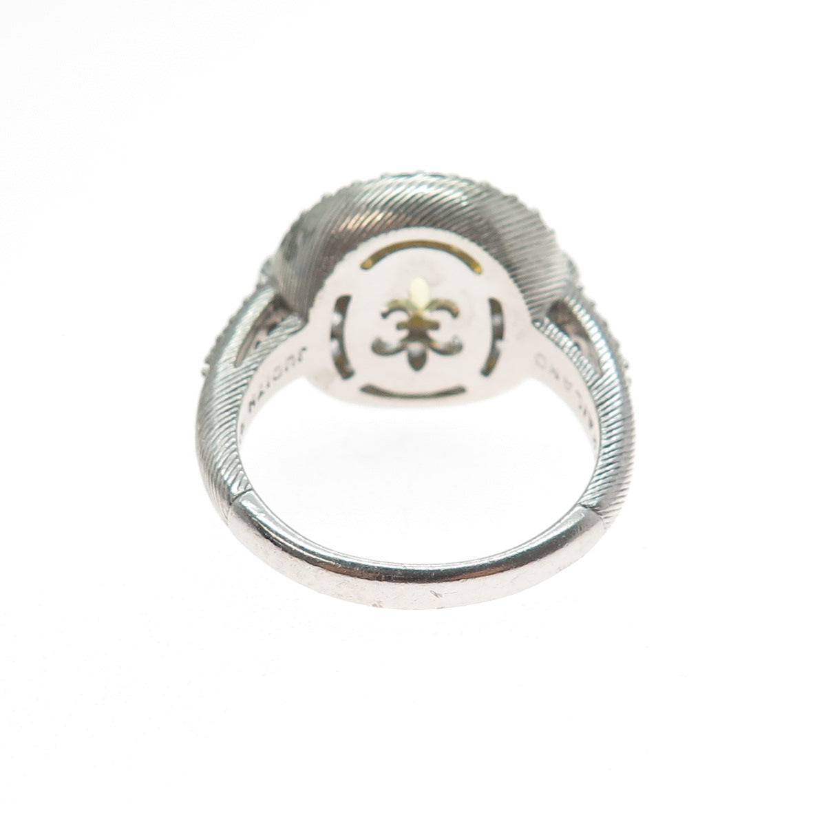 JUDITH RIPKA 925 Sterling Silver Round-Cut Canary & White C Z Ring Size 11