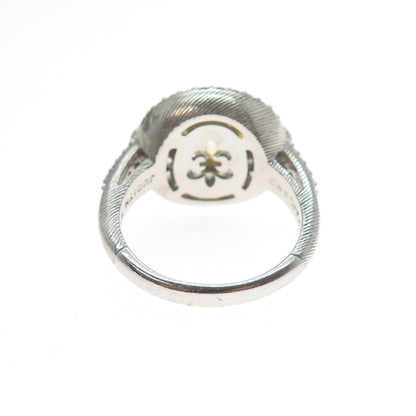 JUDITH RIPKA 925 Sterling Silver Round-Cut Canary & White C Z Ring Size 11