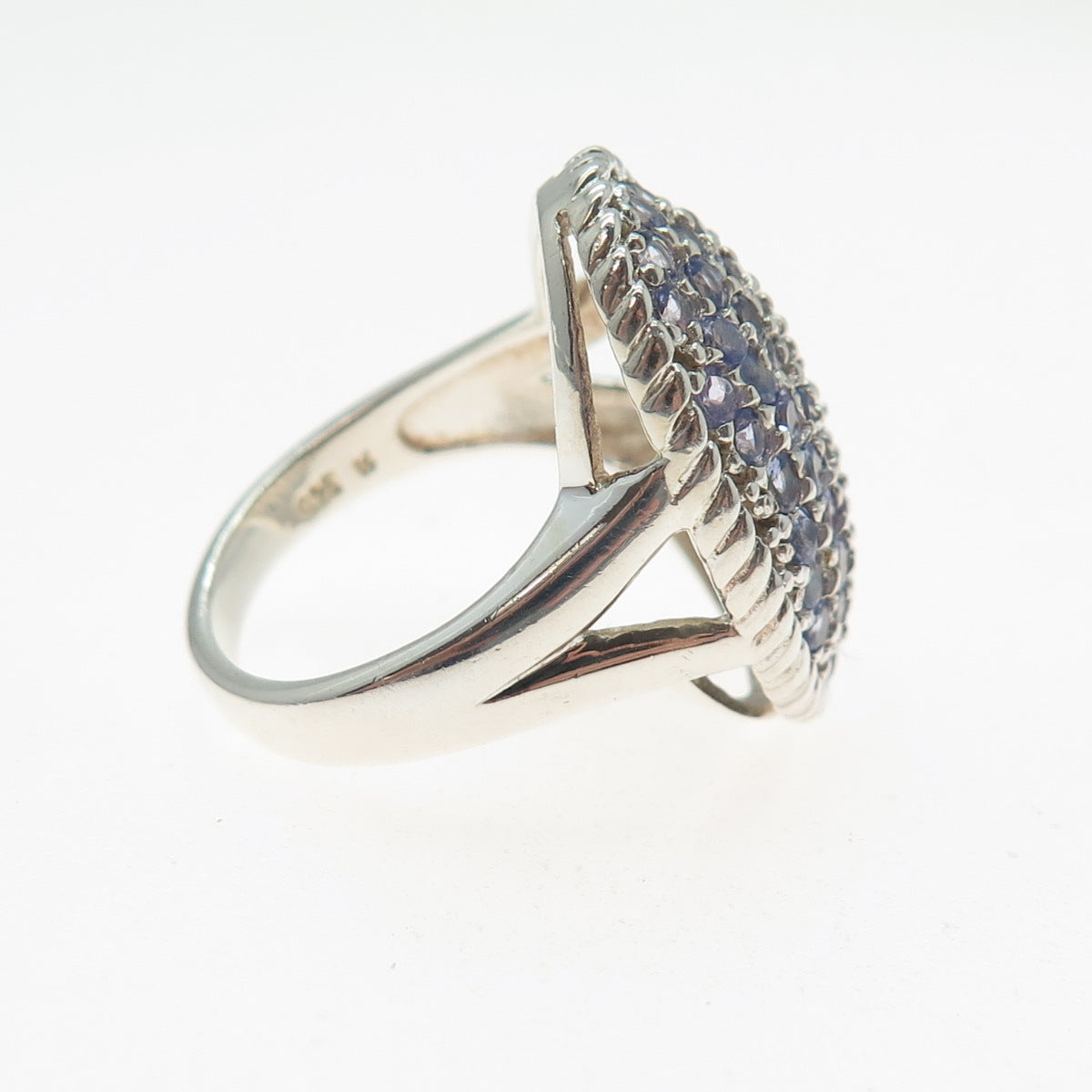 KEN CRAFTS 925 Sterling Silver Real Round-Cut Tanzanite Ring Size 7.25