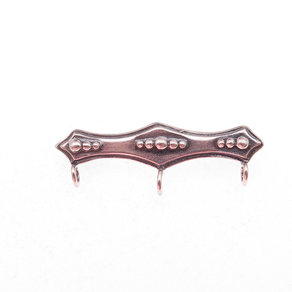 Shube 925 Sterling Silver Vintage Beaded Bar Charm Holder Oxidized Pin Brooch