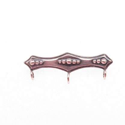 Shube 925 Sterling Silver Vintage Beaded Bar Charm Holder Oxidized Pin Brooch