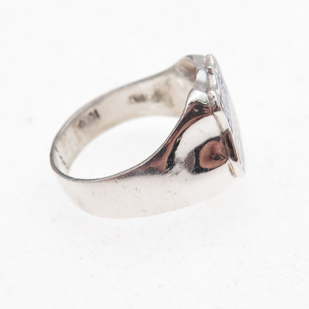 925 Sterling Silver Antique Art Deco Enamel Club Sport Emelec Ring Size 8